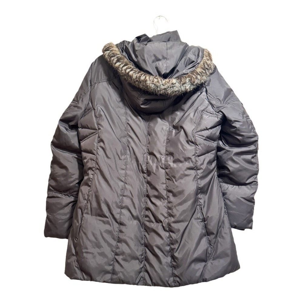 Andrew Marc New York Faux Fur Trimmed Hooded Down Puffer Parka Jacket Gray XL - Picture 2 of 16